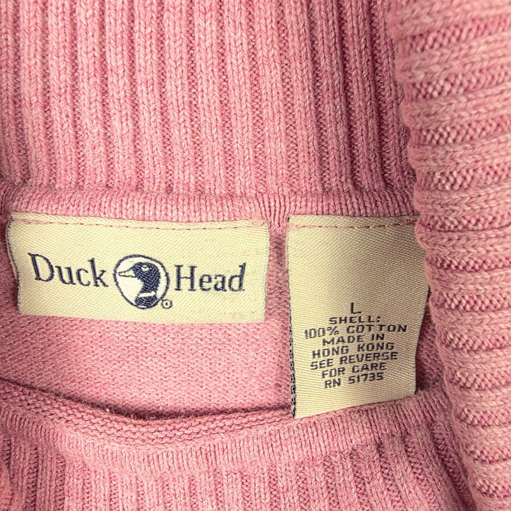 Duck Head Womens Pink Cotton Turtleneck Sweater Size Large Embroidered Logo - Picture 6 of 9